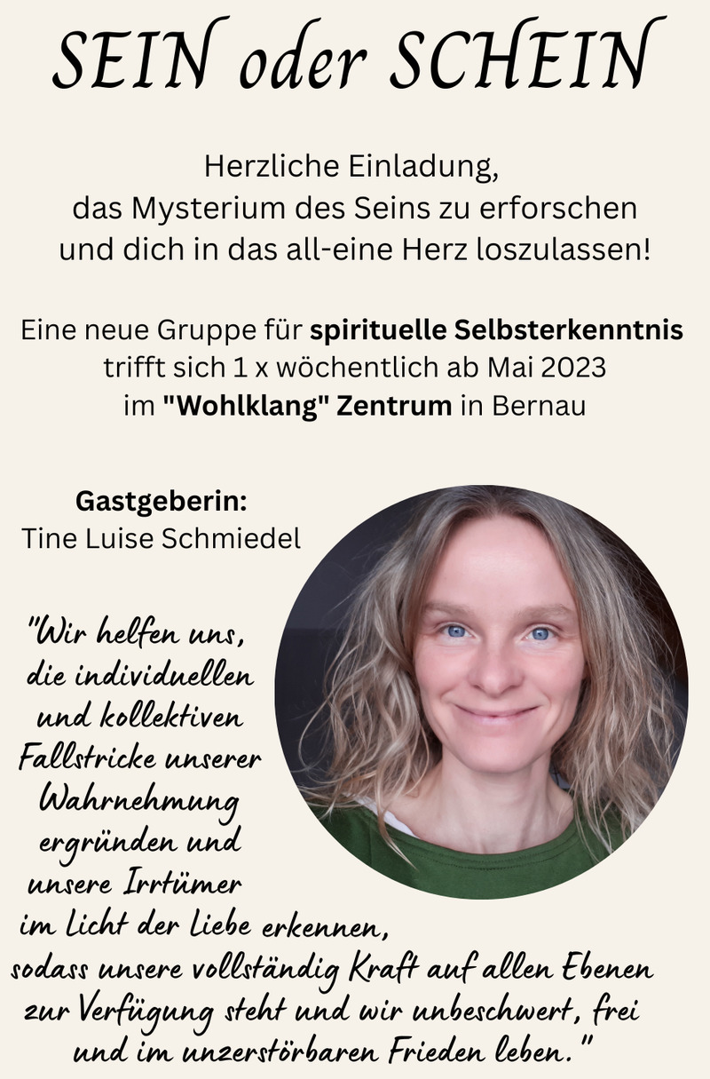 Kursstart morgen: Spirituelle Selbsterkenntnis, Bernau