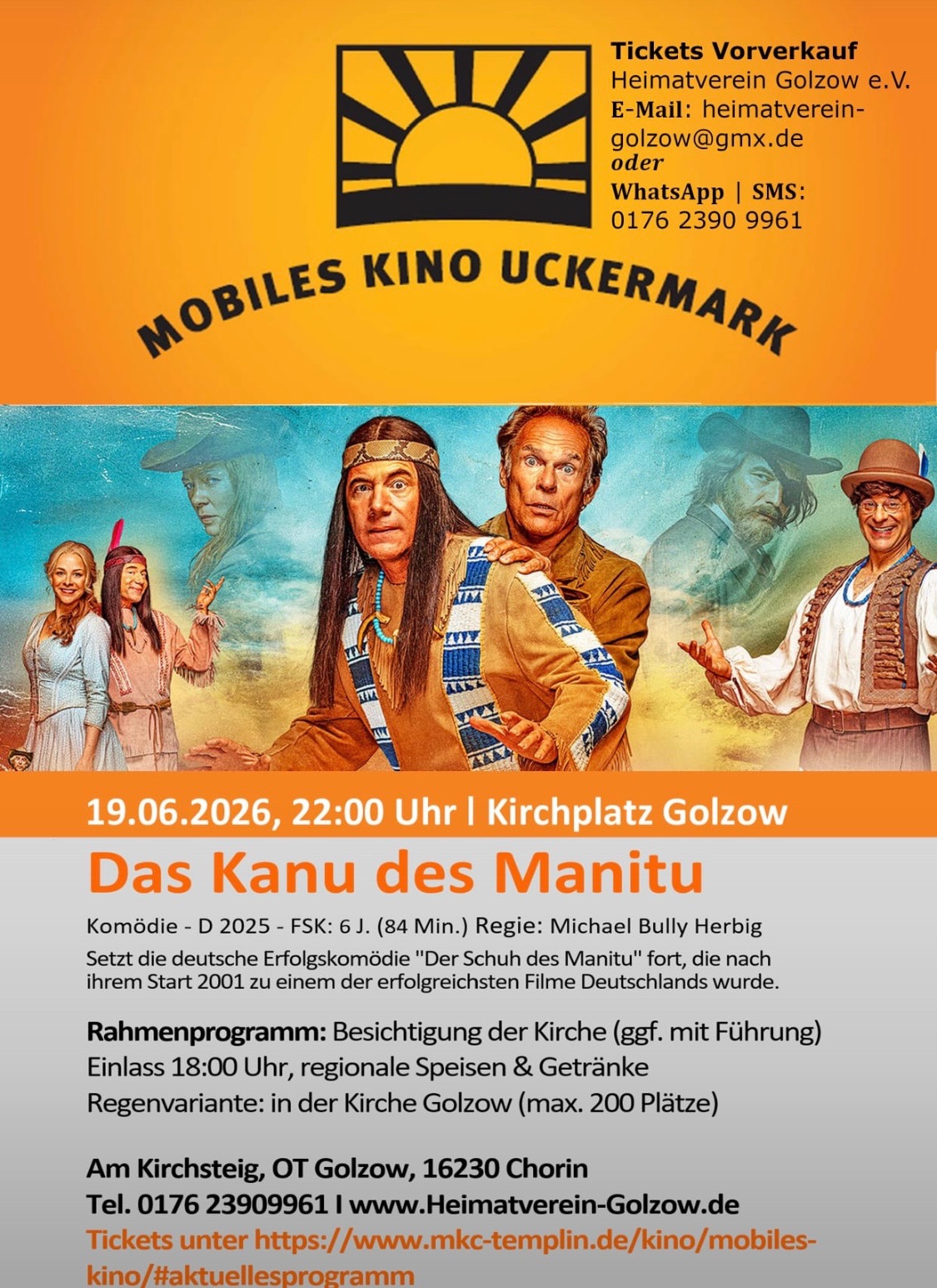 Kinoabend unter freiem Himmel: „Das Kanu des Manitu“ kommt nach Golzow, Bernau Kinoabend unter freiem Himmel: „Das Kanu des Manitu“ kommt nach Golzow, Bernau